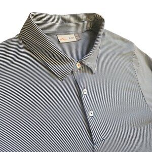 KJUS Soren Stripe L/S Polo Shirt Mens 54 XL Blue UPF 50 Golf Nautical Comfort